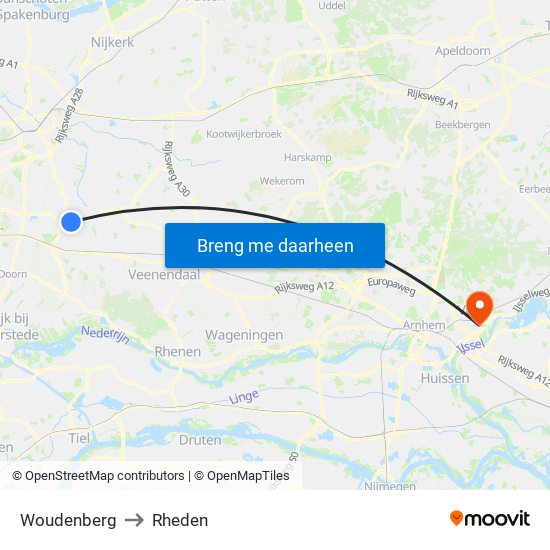 Woudenberg to Rheden map