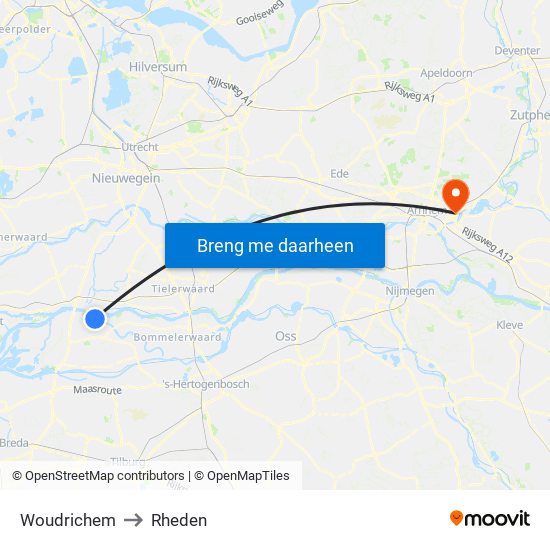 Woudrichem to Rheden map