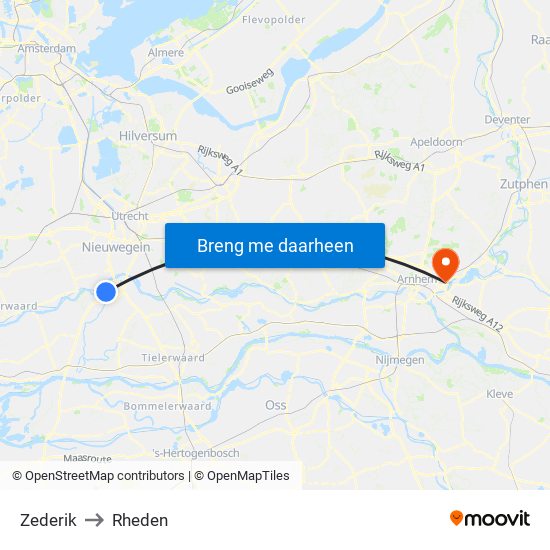 Zederik to Rheden map