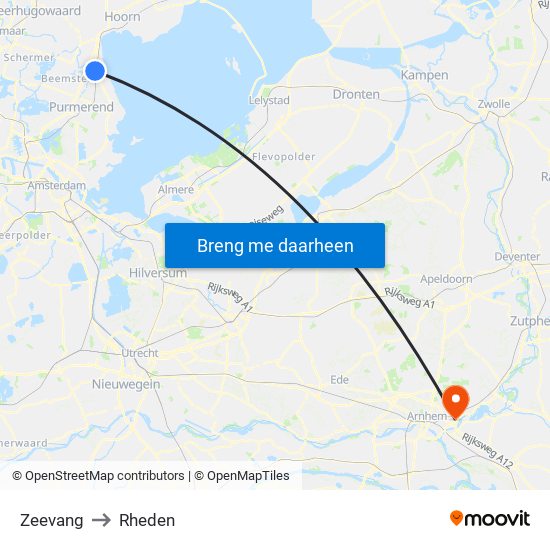 Zeevang to Rheden map