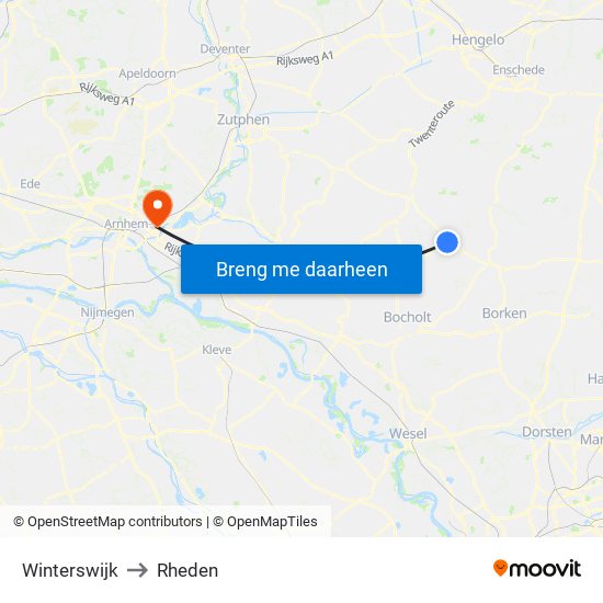 Winterswijk to Rheden map