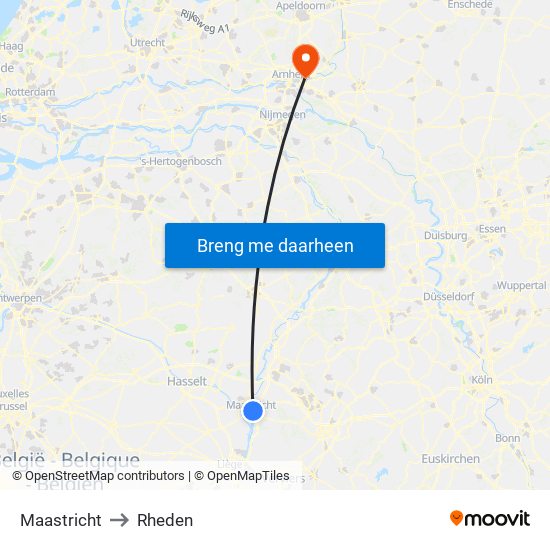 Maastricht to Rheden map
