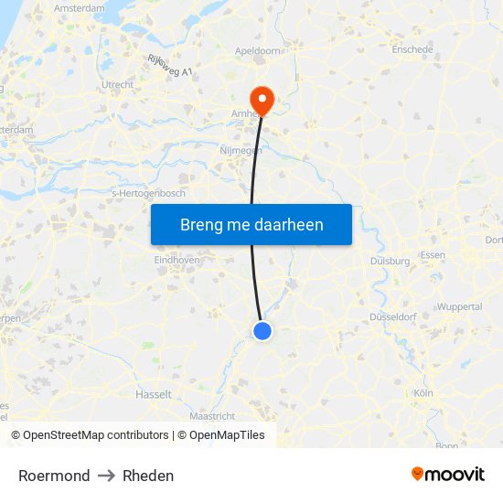 Roermond to Rheden map