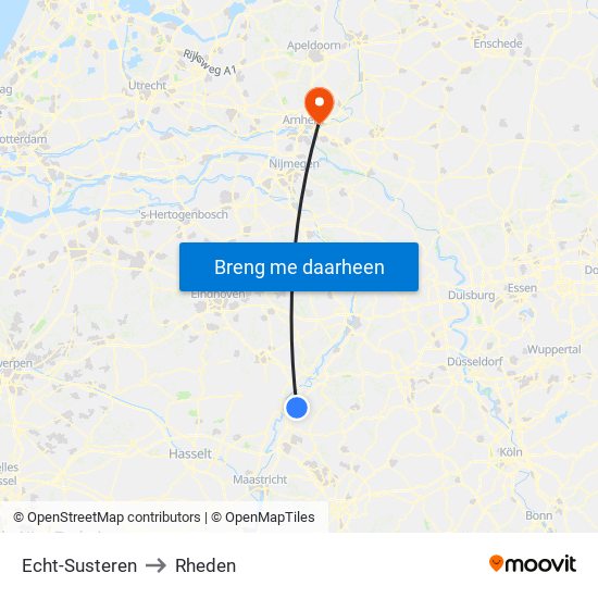 Echt-Susteren to Rheden map