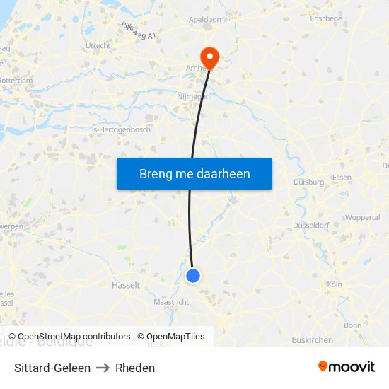 Sittard-Geleen to Rheden map