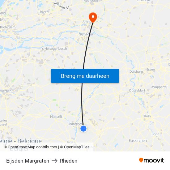Eijsden-Margraten to Rheden map
