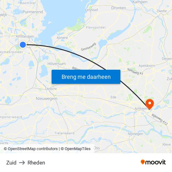 Zuid to Rheden map