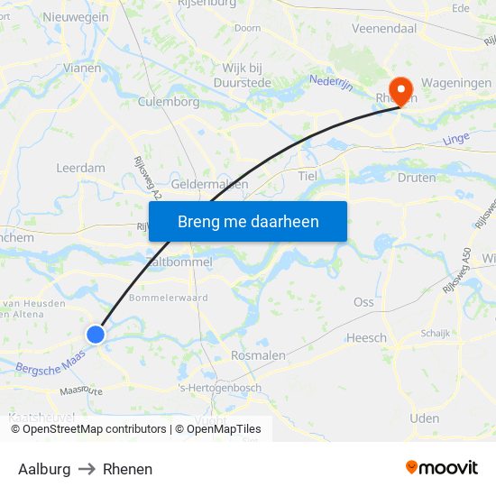 Aalburg to Rhenen map