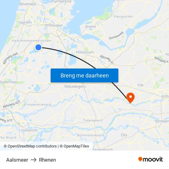 Aalsmeer to Rhenen map