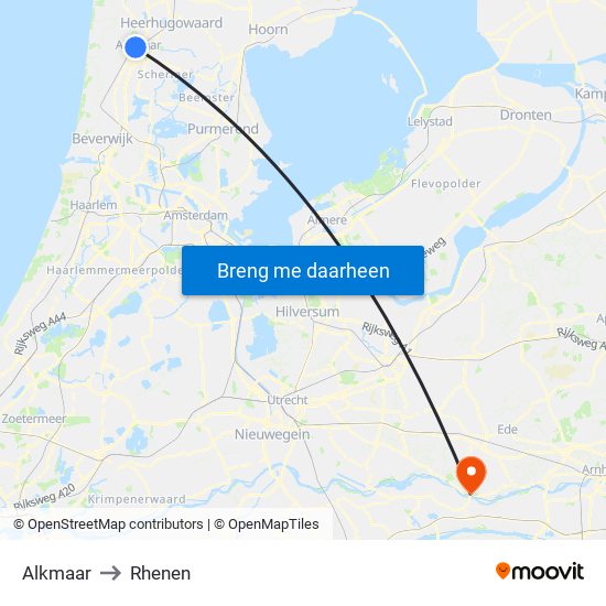 Alkmaar to Rhenen map