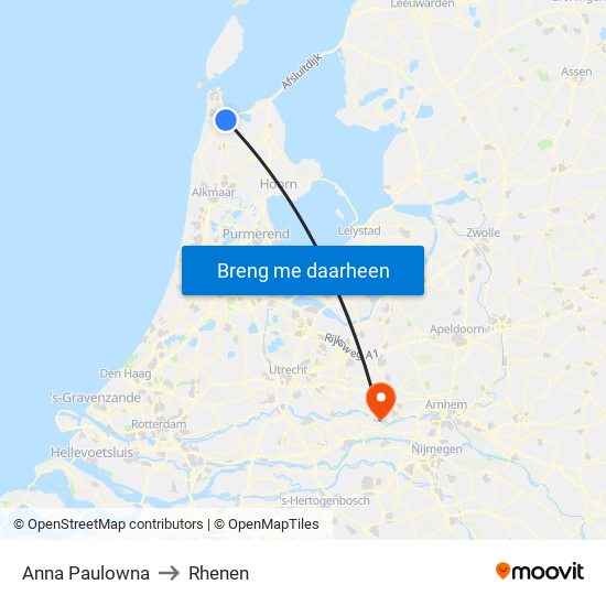 Anna Paulowna to Rhenen map