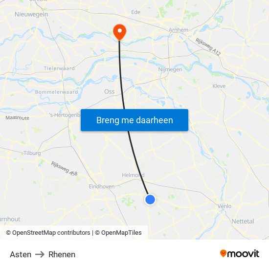Asten to Rhenen map