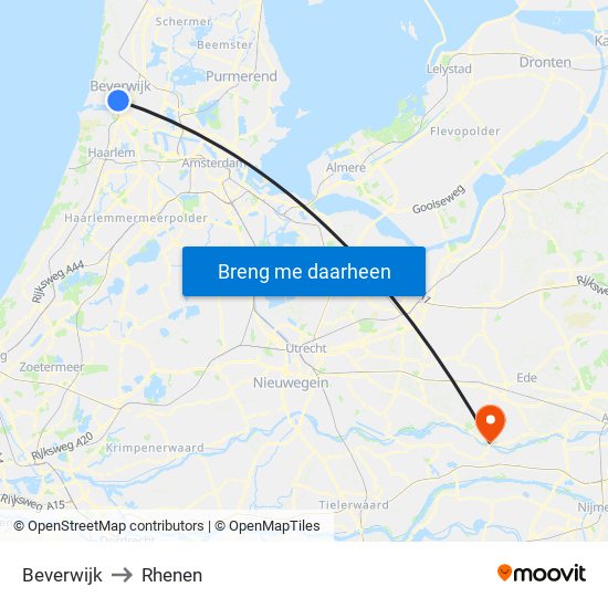 Beverwijk to Rhenen map