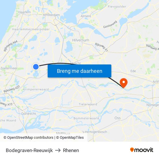 Bodegraven-Reeuwijk to Rhenen map