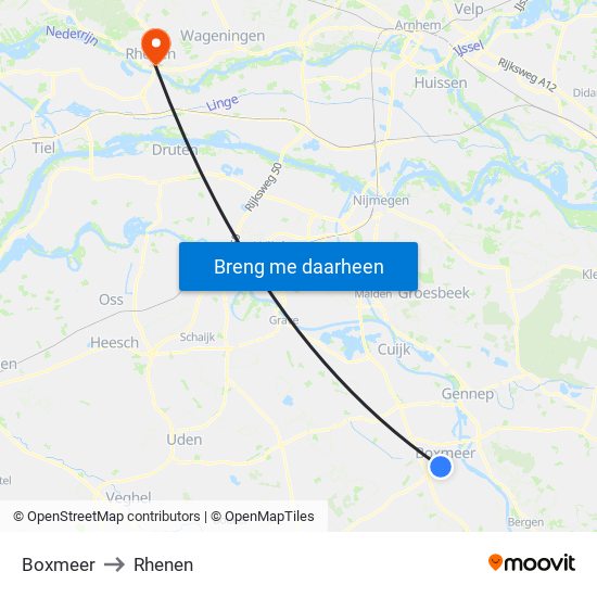 Boxmeer to Rhenen map