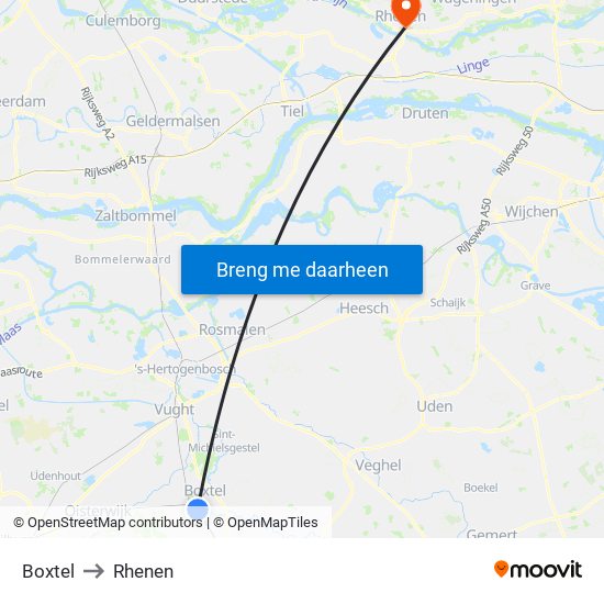 Boxtel to Rhenen map