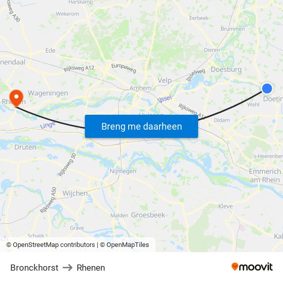 Bronckhorst to Rhenen map