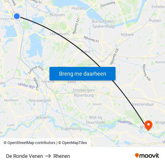 De Ronde Venen to Rhenen map