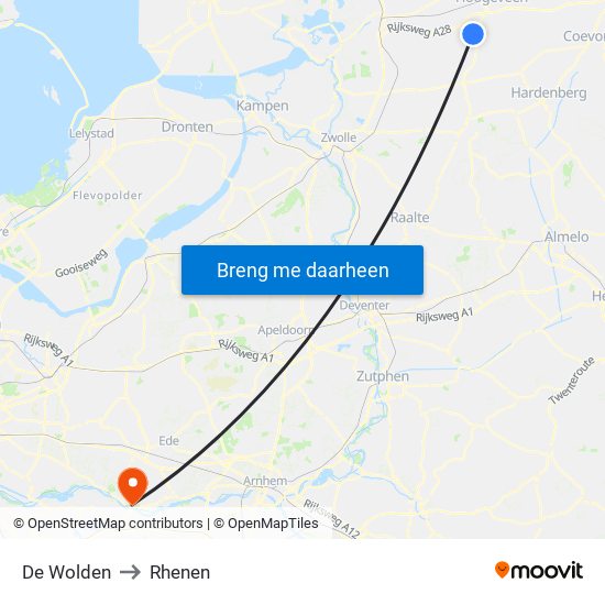 De Wolden to Rhenen map