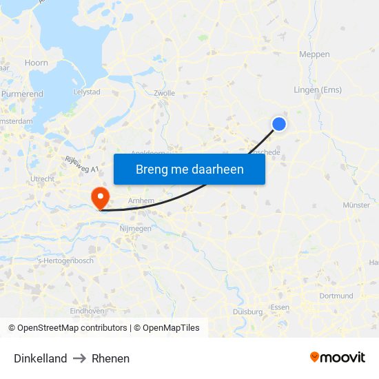 Dinkelland to Rhenen map