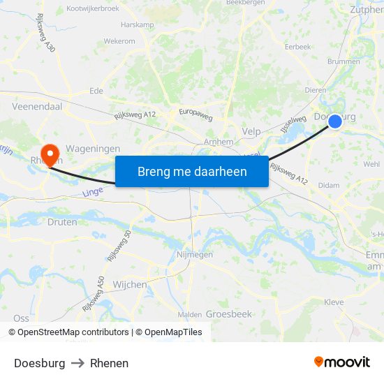 Doesburg to Rhenen map