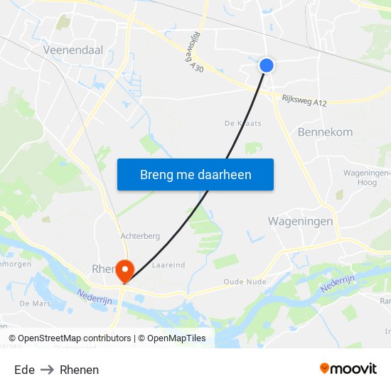 Ede to Rhenen map