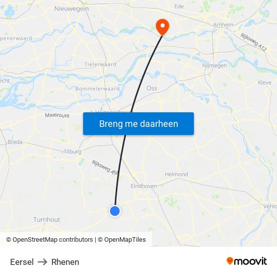 Eersel to Rhenen map