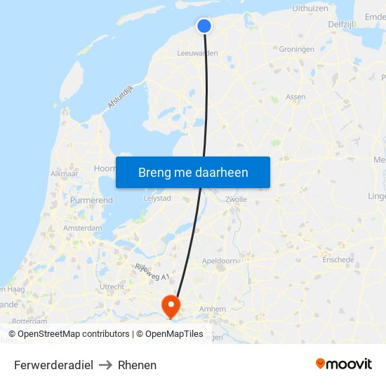 Ferwerderadiel to Rhenen map