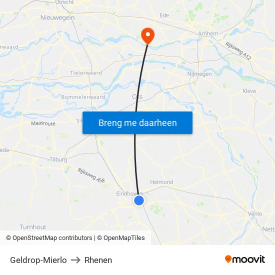 Geldrop-Mierlo to Rhenen map