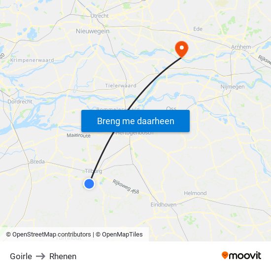 Goirle to Rhenen map