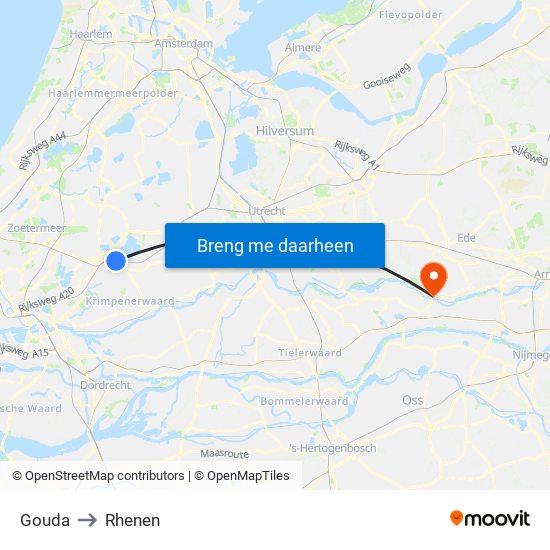 Gouda to Rhenen map