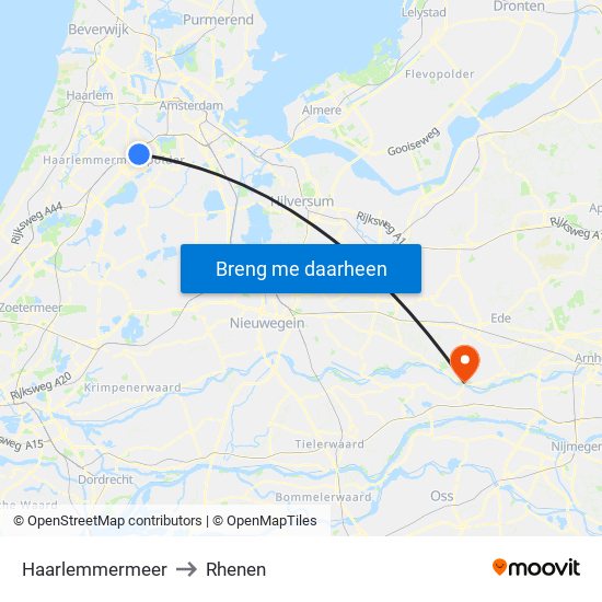 Haarlemmermeer to Rhenen map