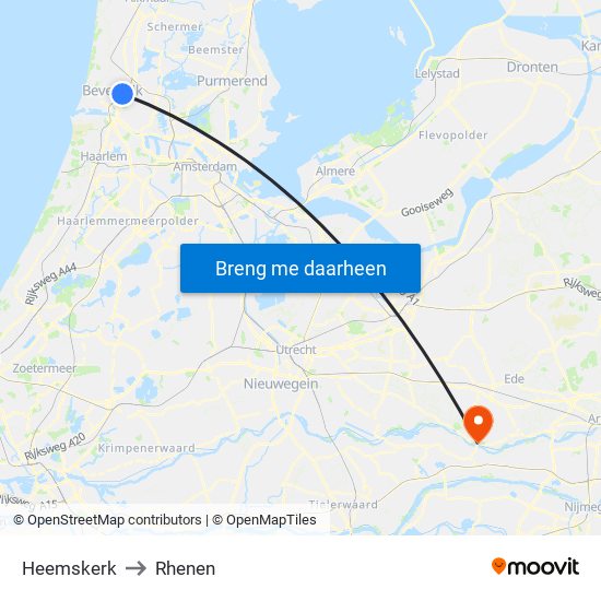 Heemskerk to Rhenen map