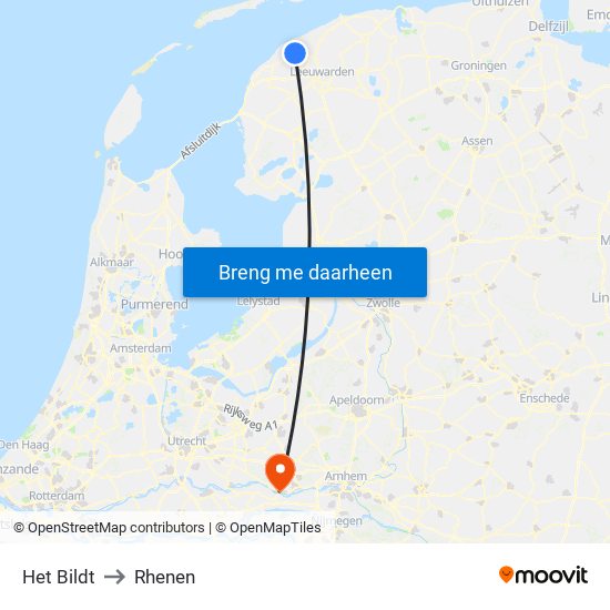 Het Bildt to Rhenen map