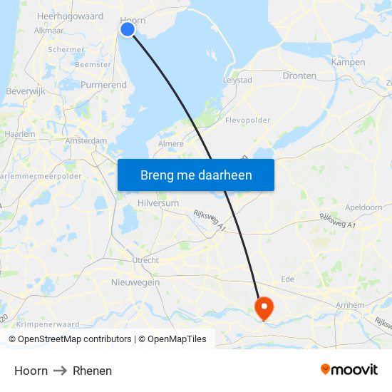 Hoorn to Rhenen map