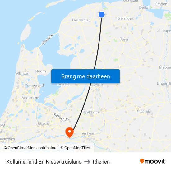 Kollumerland En Nieuwkruisland to Rhenen map