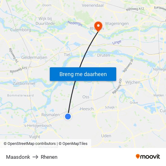 Maasdonk to Rhenen map