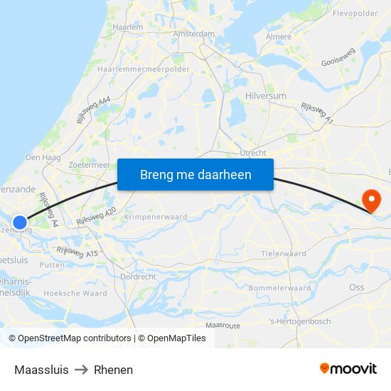 Maassluis to Rhenen map