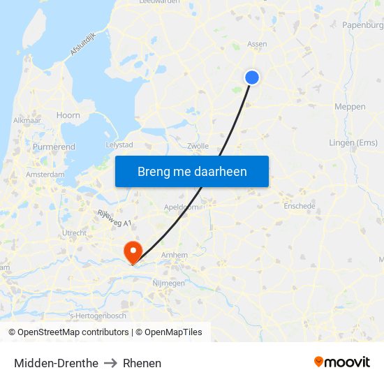 Midden-Drenthe to Rhenen map