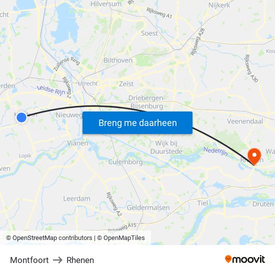 Montfoort to Rhenen map