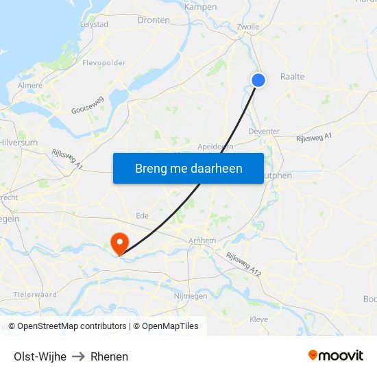 Olst-Wijhe to Rhenen map