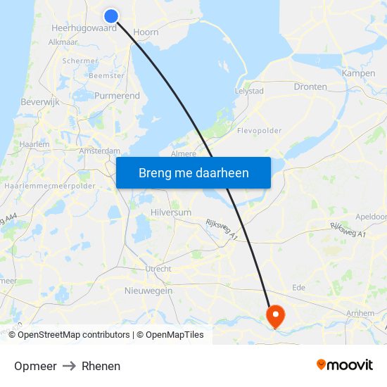 Opmeer to Rhenen map