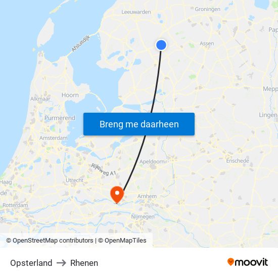 Opsterland to Rhenen map