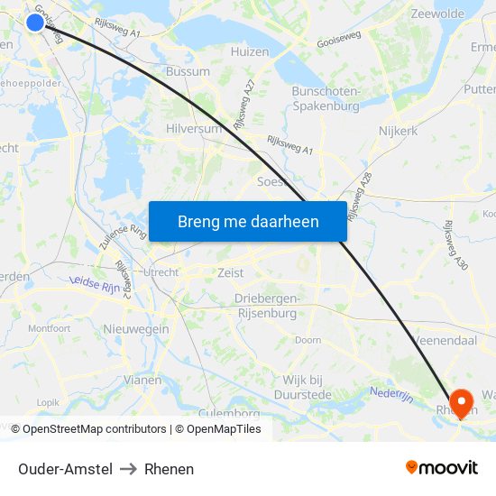 Ouder-Amstel to Rhenen map