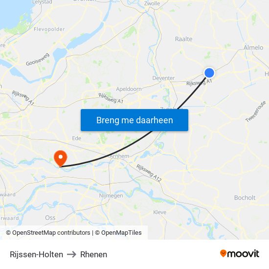 Rijssen-Holten to Rhenen map