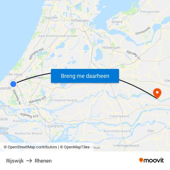 Rijswijk to Rhenen map