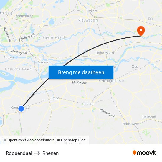 Roosendaal to Rhenen map