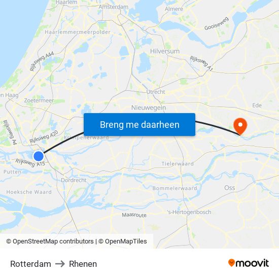 Rotterdam to Rhenen map