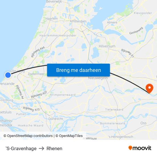 'S-Gravenhage to Rhenen map