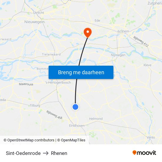 Sint-Oedenrode to Rhenen map